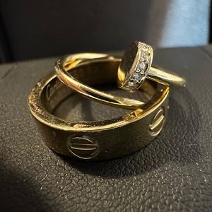 Cartier Duo rings. Love ring and “Juste un Clou”  both number 5 size